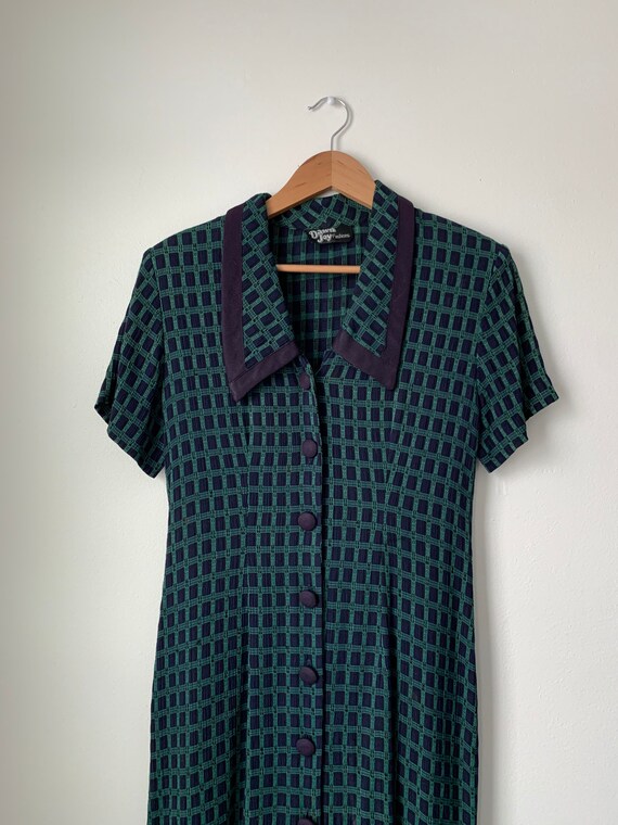 vintage 80s does 40s / 50s collared gingham shirtd