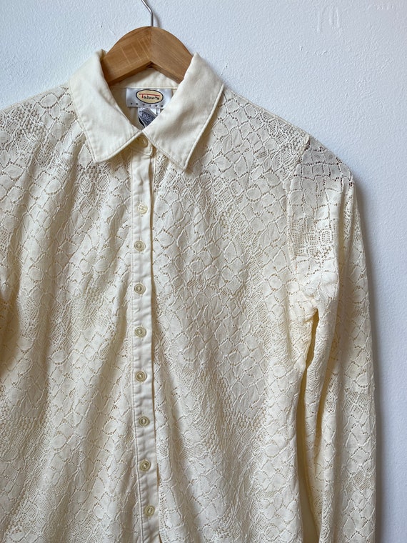 vintage y2k cream lace collared button down blouse