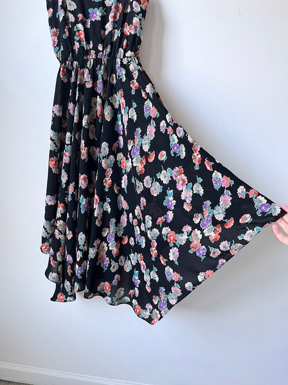 vintage 70s rayon handkerchief hem floral dress b… - image 3