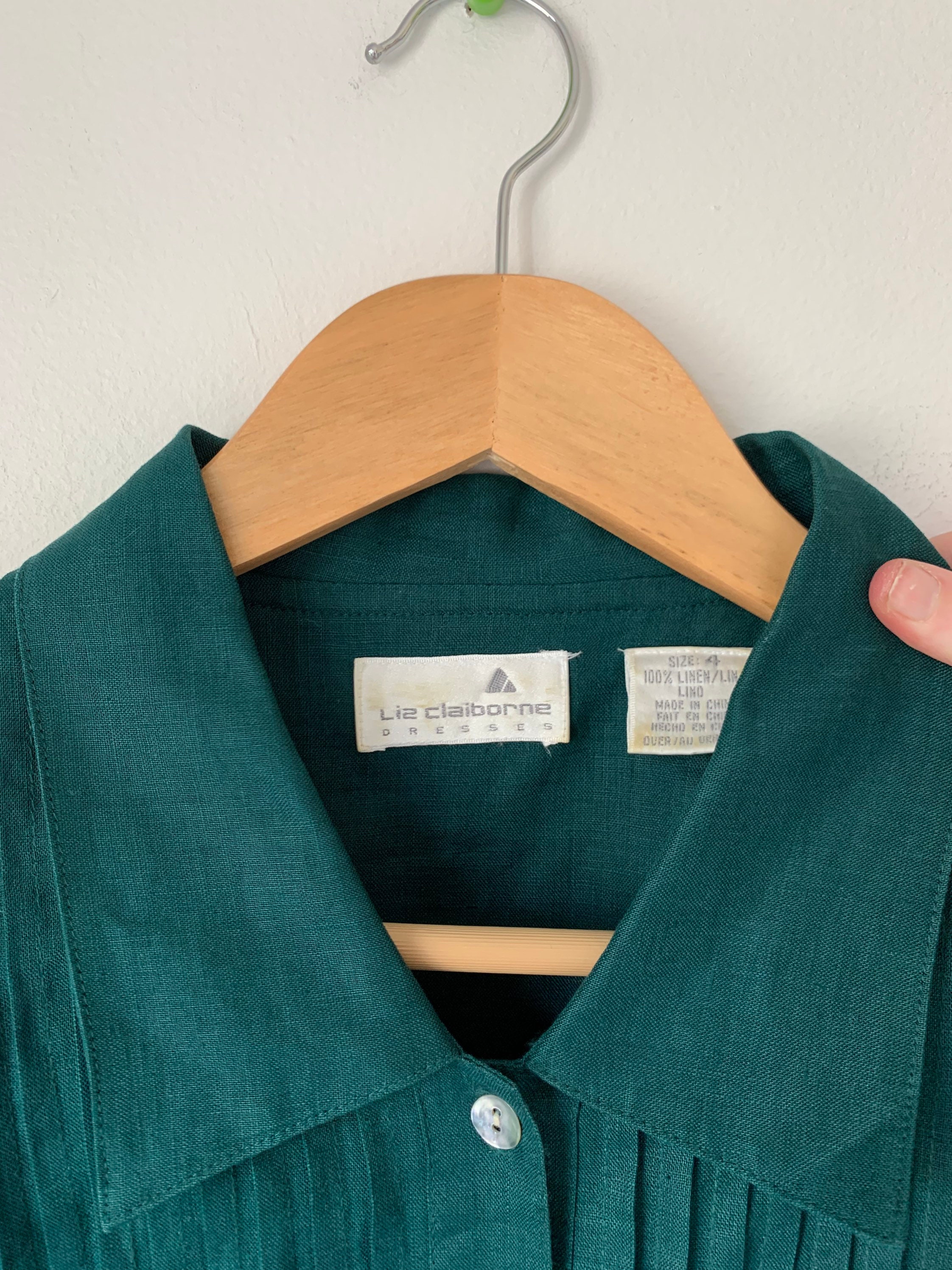 Vintage emerald green linen button down collared sleeveless | Etsy