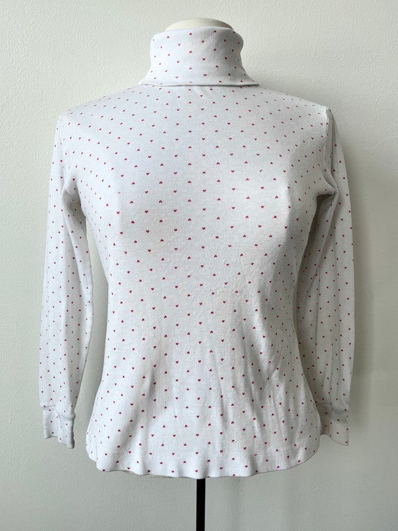 vintage 80s Obermeyer heart print turtleneck top … - image 7