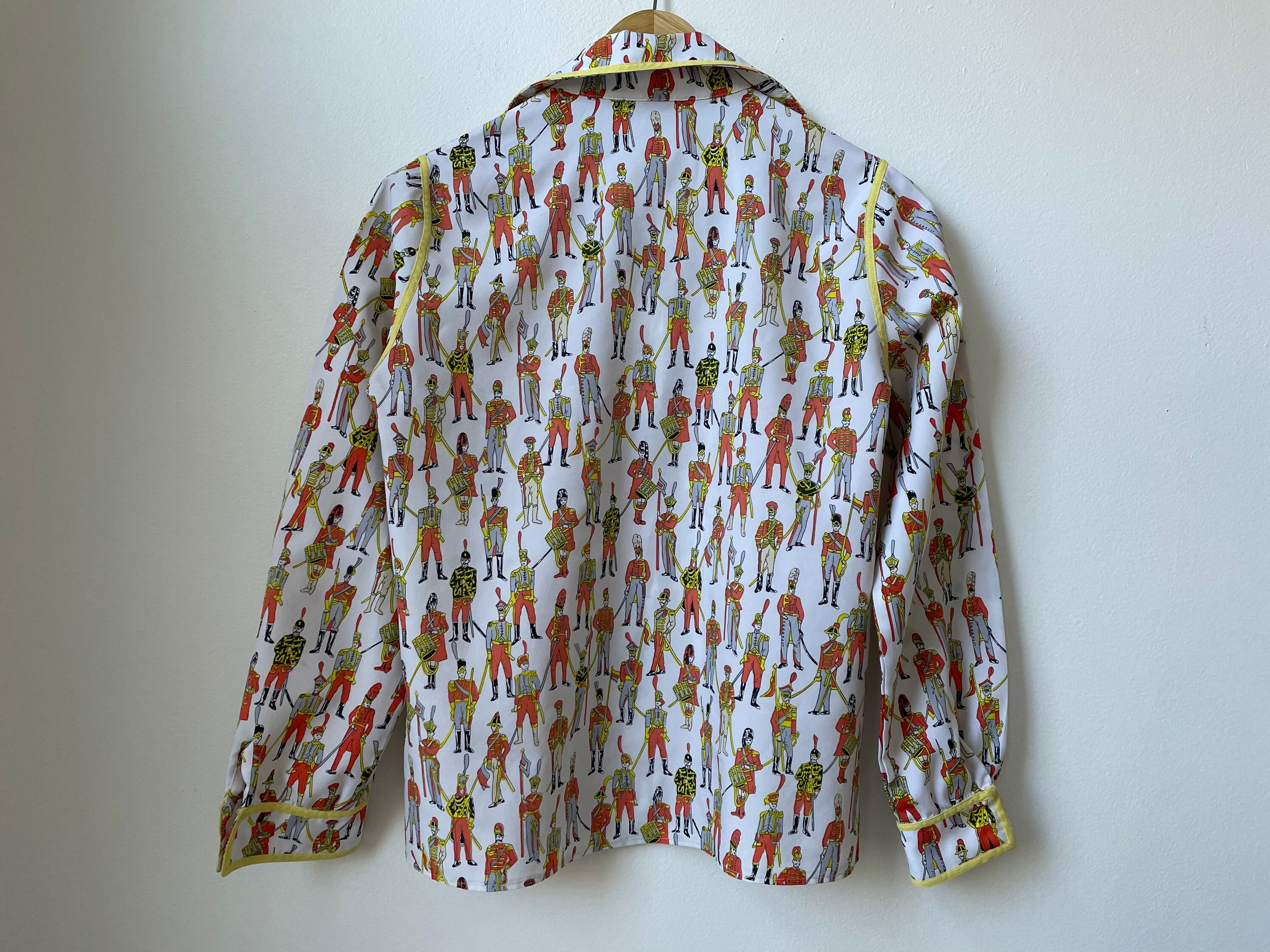 Vintage 70s Novelty Print Button Down Shirt Military Guard Etsy