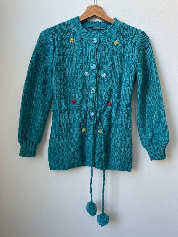 vintage 70s embroidered floral cardigan sweater c… - image 3