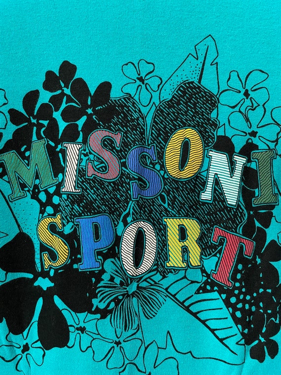 vintage missoni sport cotton graphic tee logo 80s… - image 4