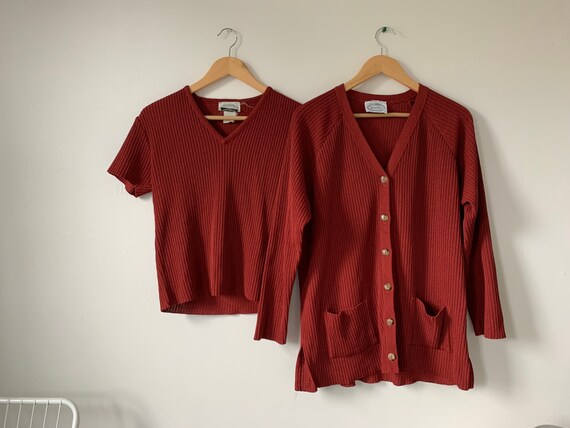 vintage 80s 90s two piece ribbed north american kn