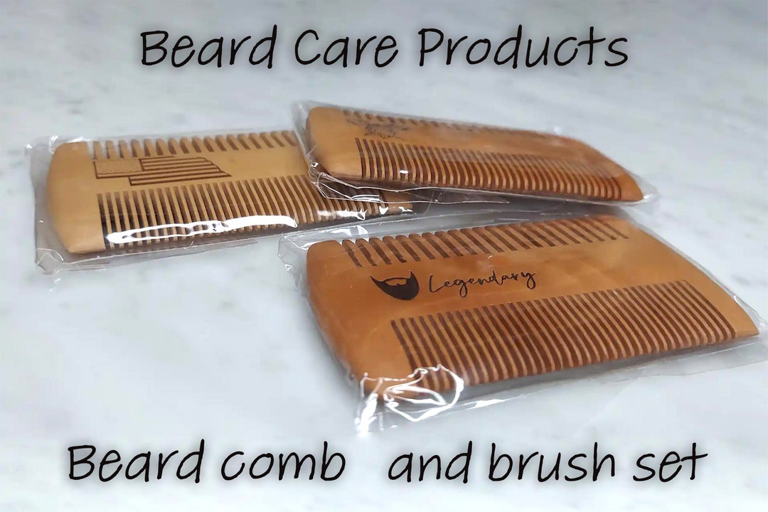 Beard Comb and Brush Set With a Unique Engraved Design. Beard Etsy