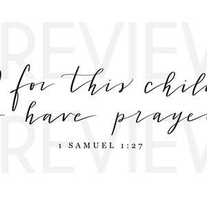 1 Samuel 1:27 sign | For this child we have prayed | Nursery decor