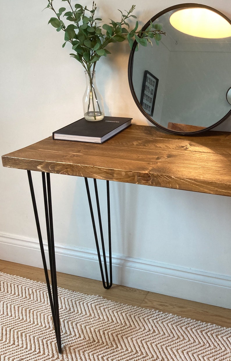 Rustic Solid Wood Dressing Table With Steel Hairpin Legs Etsy UK