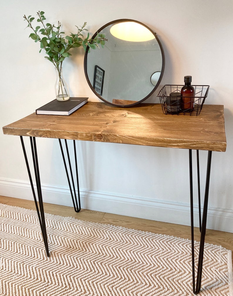 Rustic Solid Wood Dressing Table With Steel Hairpin Legs Etsy UK