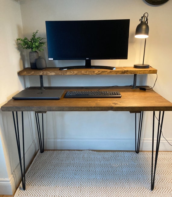 Rustic Industrial Style Reclaimed Wood Desk With Shelf for | Etsy UK