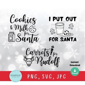 Cookies and Milk for Santa SVG, Carrots for the Reindeer SVG, Santa cookie plate and mug svg, Christmas Plate design cut file