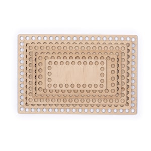 BASKET BASE rectangular, 15-30 cm, holes: 1 cm, wooden base for crochet basket, crochet basket, square, crochet, cotton cord, textile yarn