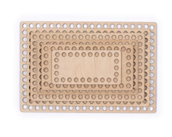 BASKET BASE rectangular, 15-30 cm, holes: 1 cm, wooden base for crochet basket, crochet basket, square, crochet, cotton cord, textile yarn