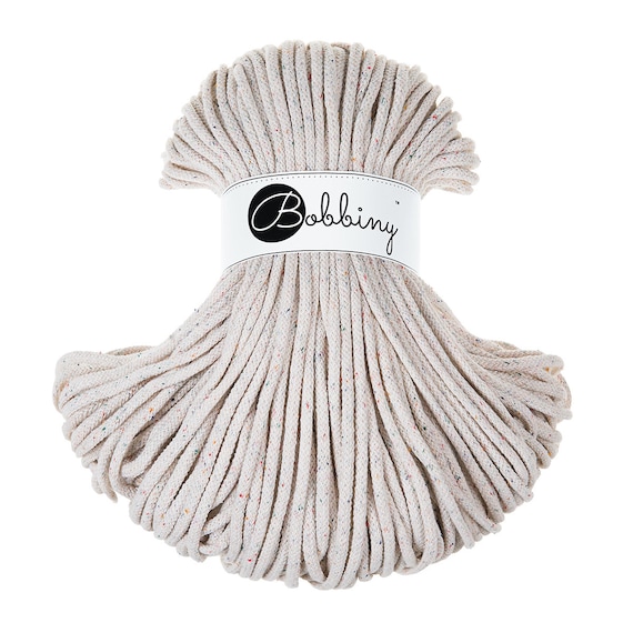 Braided cotton cord Premium - Bobbiny - Golden Natural, 5 mm, 100 m