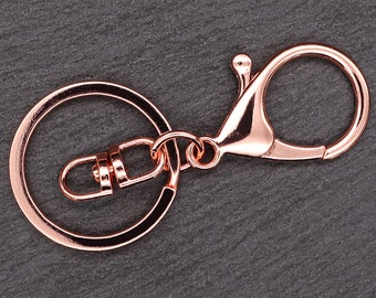 KEYCHAIN rose gold carabiner swivel key ring lucky charm gift idea charm for keys bag charm