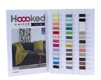 Hoooked RibbonXL Farbkarte, Farbübersicht, Garnkarte, Garnproben, Bändchengarn, Textilgarn, recycelte Baumwolle