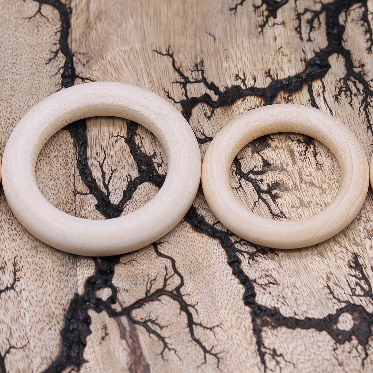 Wooden Rings Natural Colorless Beech Wood Children's Wooden