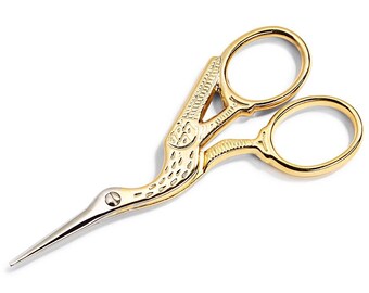 EMBROIDERY SCISSORS STORK, 9 cm, gold, Prym, sewing scissors, sewing accessories, small scissors, gold scissors, thread scissors