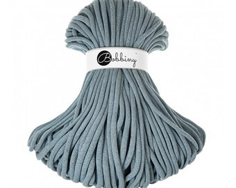 0.25 EUR/Meter Bobbiny 9mm Jumbo Braided Cord RAW DENIM 100m Braided Yarn Macrame Crochet Knitting Textile Yarn Cord Cotton