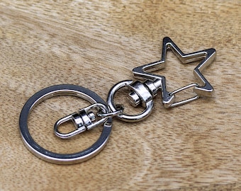 KEYCHAIN STAR, silver, star-shaped carabiner, rotating key ring, lucky charm, gift idea, pendant for keys