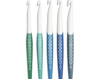 CROCHET HOOK SET -Prym Ergonomics-, 7-12 mm, Prym, set of 5 different sizes, ergonomic grip, wool crochet hooks