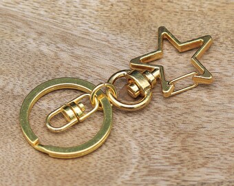 KEYCHAIN STAR, gold, star-shaped carabiner, rotating key ring, lucky charm, gift idea, pendant for keys