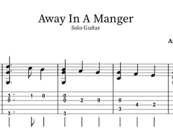 Away In A Manger Solo Guitar TAB // Facile // Partitions