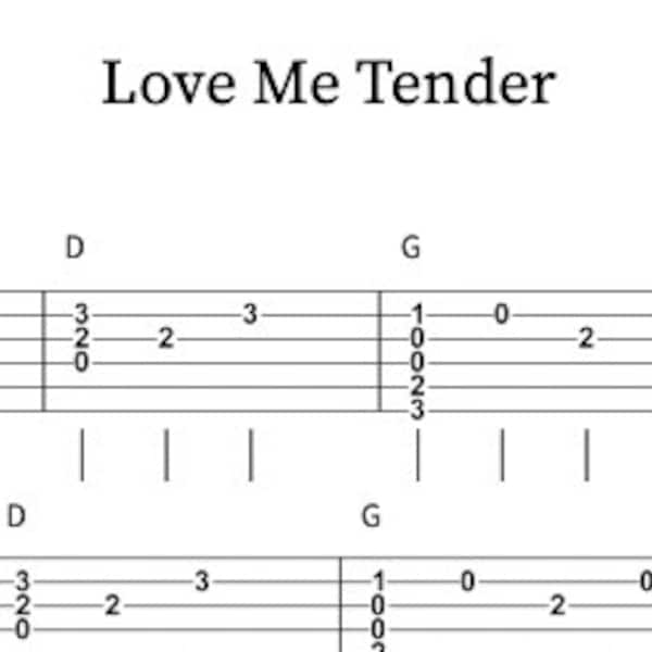 Love Me Tender // Aura Lee // Solo Guitar TAB // Easy // Instrumental Sheet Music // Acoustic or Electric Guitar