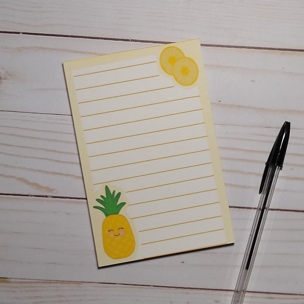 Pineapple 4x6 Notepad, Pineapple Stationery, 4x6 Notepad, Fruit Stationery, Pineapple Lovers, Pinapple slices, Fun Stationery, Notepad