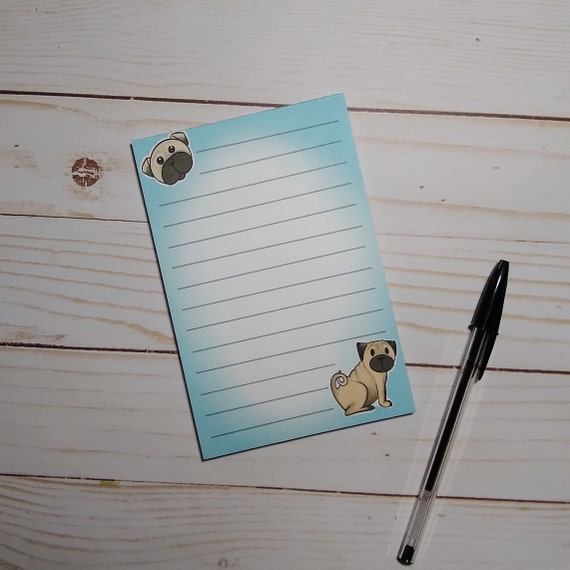 Pug 4x6 Notepad Pug Stationery Pug Notepad 4 X 6 - Etsy