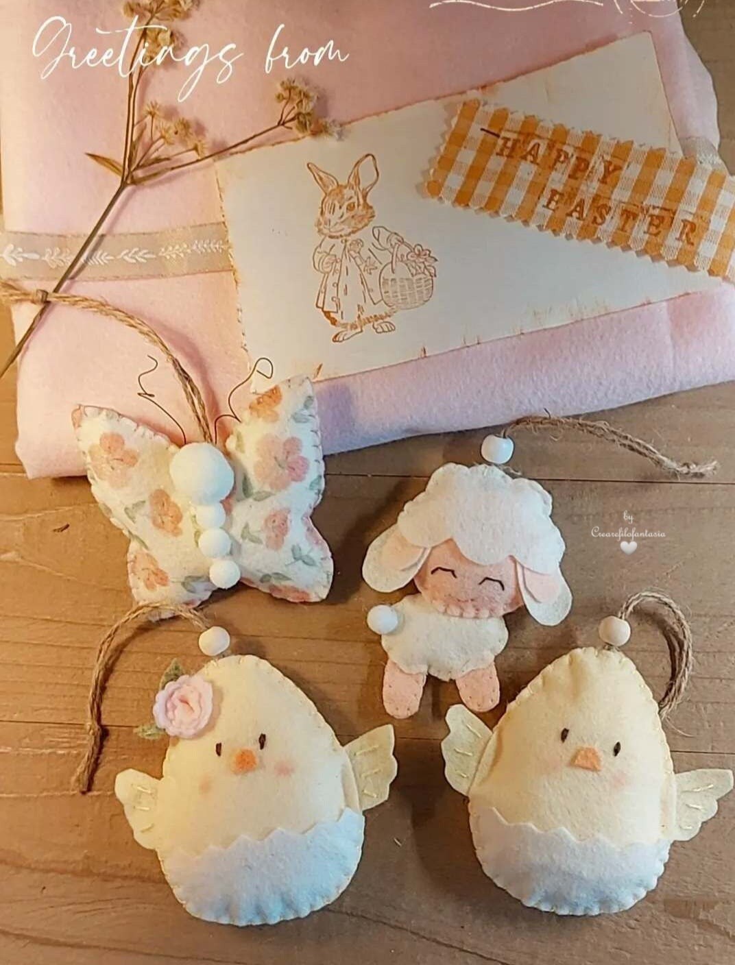 Easter tree decorations, Easter, Easter creations, Easter decorations, chicks, sheep, butterfly, spring, Easter tree