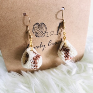 Cocoa Cup Crochet Earrings, Crochet Earrings, Christmas Earrings, Cute Earrings, Handmade Earrings, Christmas Gift, Gift for friend