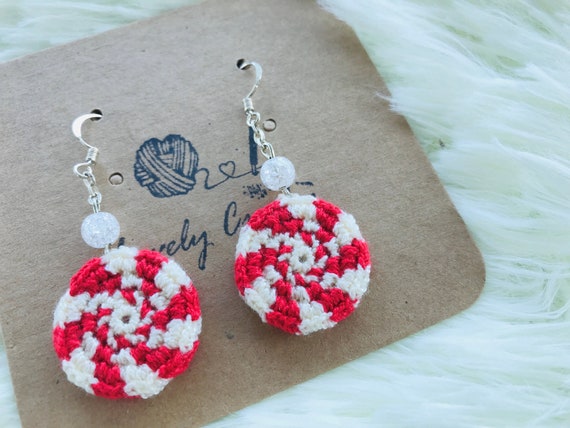 Candy Cane Crochet Earrings Crochet Earrings Christmas Earrings Cute Earrings Handmade Earrings Christmas Gift Gift for Friend Etsy Canada