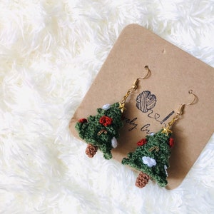 Christmas Tree Crochet Earrings, Christmas Earrings, Christmas Crochet, Cute Crochet Earrings, Handmade Earrings, Christmas Gift