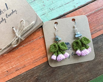 Bunch of Pink Flowers Crochet Earrings, Flower Crochet Earrings, Cute Crochet Earrings, Crochet Earrings, Gift for friend, Birthday gift