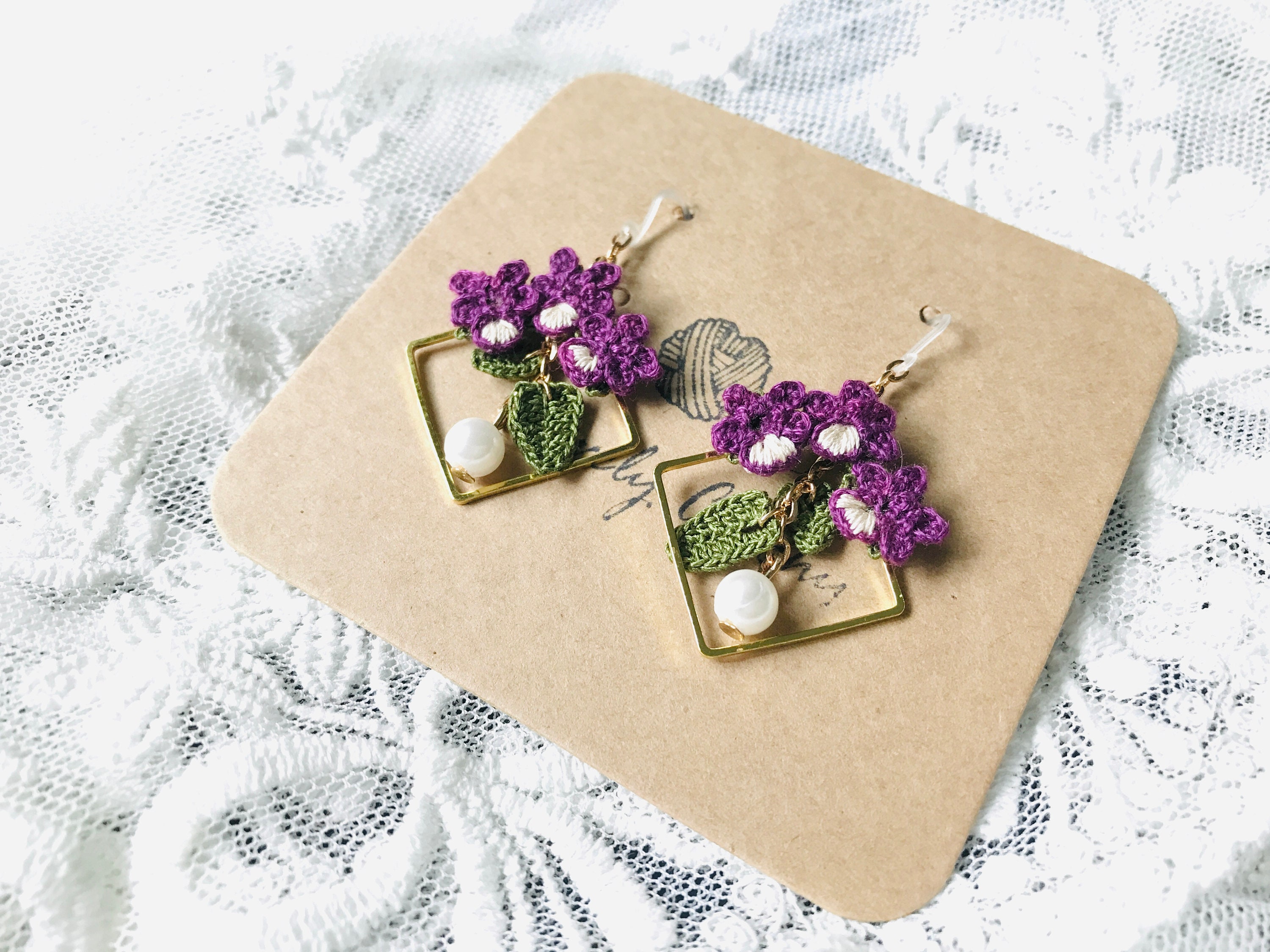 Violet hotsell flower earrings