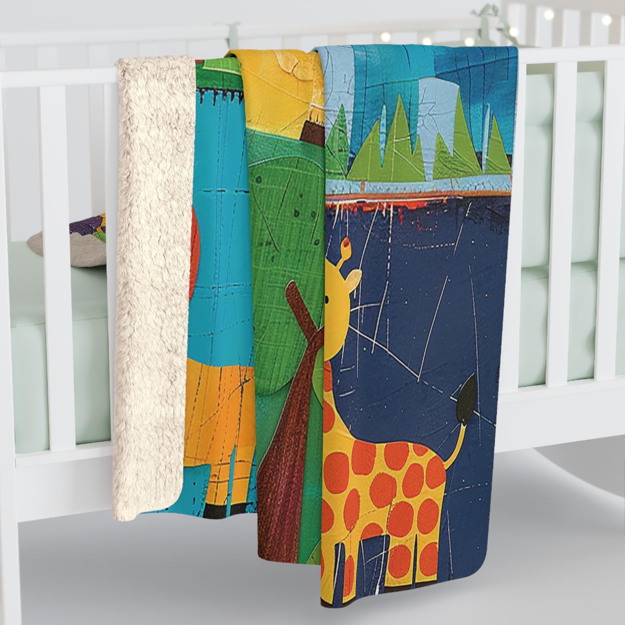 Cute Safari Animals Baby Blanket Lions, Elephants, Giraffes Collage Art ...