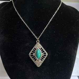Turquoise and silver pendant necklace, silver necklace, turquoise jewellery