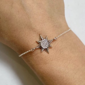 Pretty, silver chain bracelet with cubic zirconia star charm, elegant bracelet, dainty bracelet