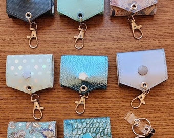 More (2) Vinyl and Cork Mini Sticky Note Holders (optional badge reel)