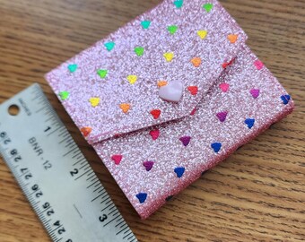 Ombre Glitter Hearts on Pink Large Sticky Note Holder