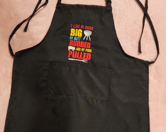 Embroidered Manly Apron - I like my Racks BIG, my Butt Rubbed, and my Port Pulled!