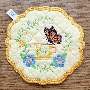Mug Rug - Single - Tea Cup and Butterfly
