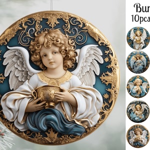 Christmas Angel Ornament Png Bundle / 3D Christmas Ornament Png / Christmas Ornament Sublimation Design