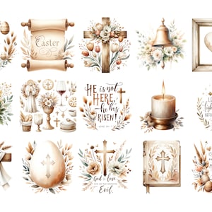 Easter Quotes PNG Bundle, 30 Watercolor Easter Collection Clipart, Religious Clipart, Christian Easter Clipart, Easter Sayings PNG image 5