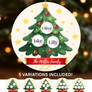 Personalized Family Christmas Ornament, Xmas Sublimation (PNG Bundle)