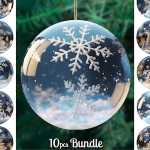 Snow Globe Christmas Ornaments Bundle / Round Christmas Ornaments Png / 3D Round Sublimation / Digital Download
