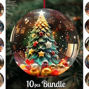 3D Snow Globe Christmas Tree Ornaments Sublimation Bundle / Round Ornaments Png / Round Christmas Sublimation / Digital Download