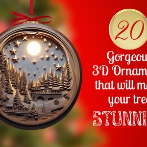 Wood Carving 3D Christmas Ornaments Sublimation / 3D Christmas Ornaments png / 3D Ornament Sublimation image 2