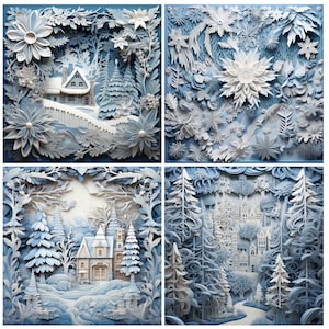 3D quadratische Winter Designs, 12 '' quadratische Weihnachtssublimation, Drucke, Digital, Decoupage, Karten, Herunterladen